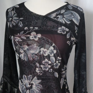 ANAC Floral Gothic Boho Chiffon long-sleeve Top